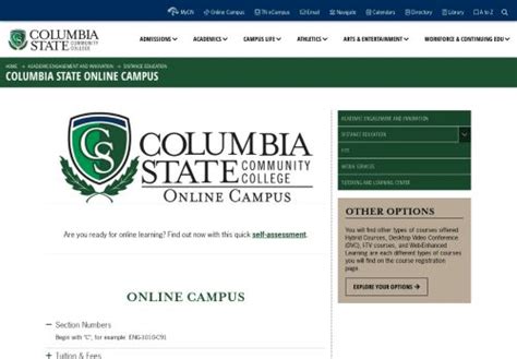columbia state online campus login